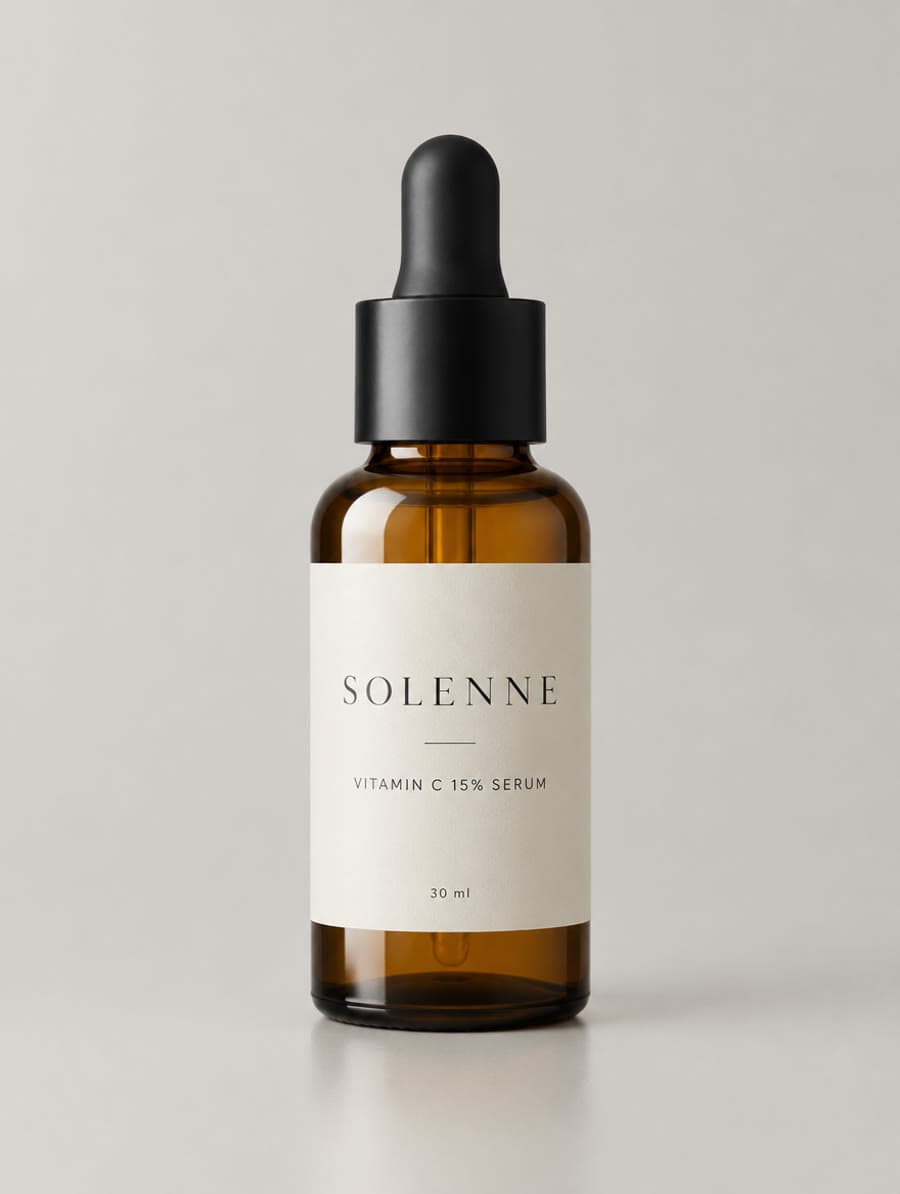 Packshot of the Solenne vitamin C serum bottle